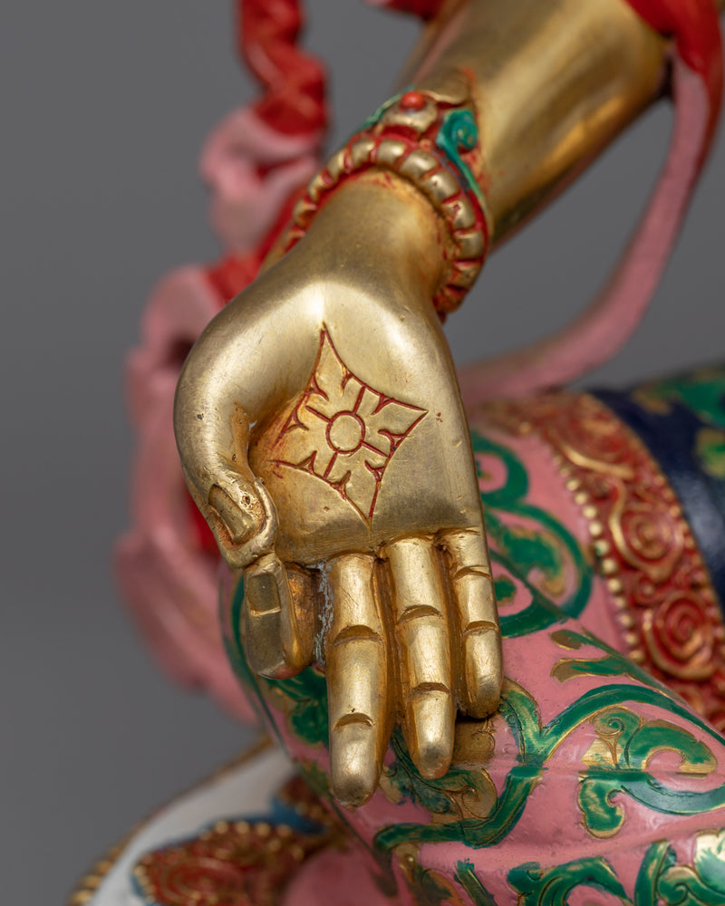 Nepali Princess Tara Gold Statue | Traditional Himalayan Green Tara Sculpture