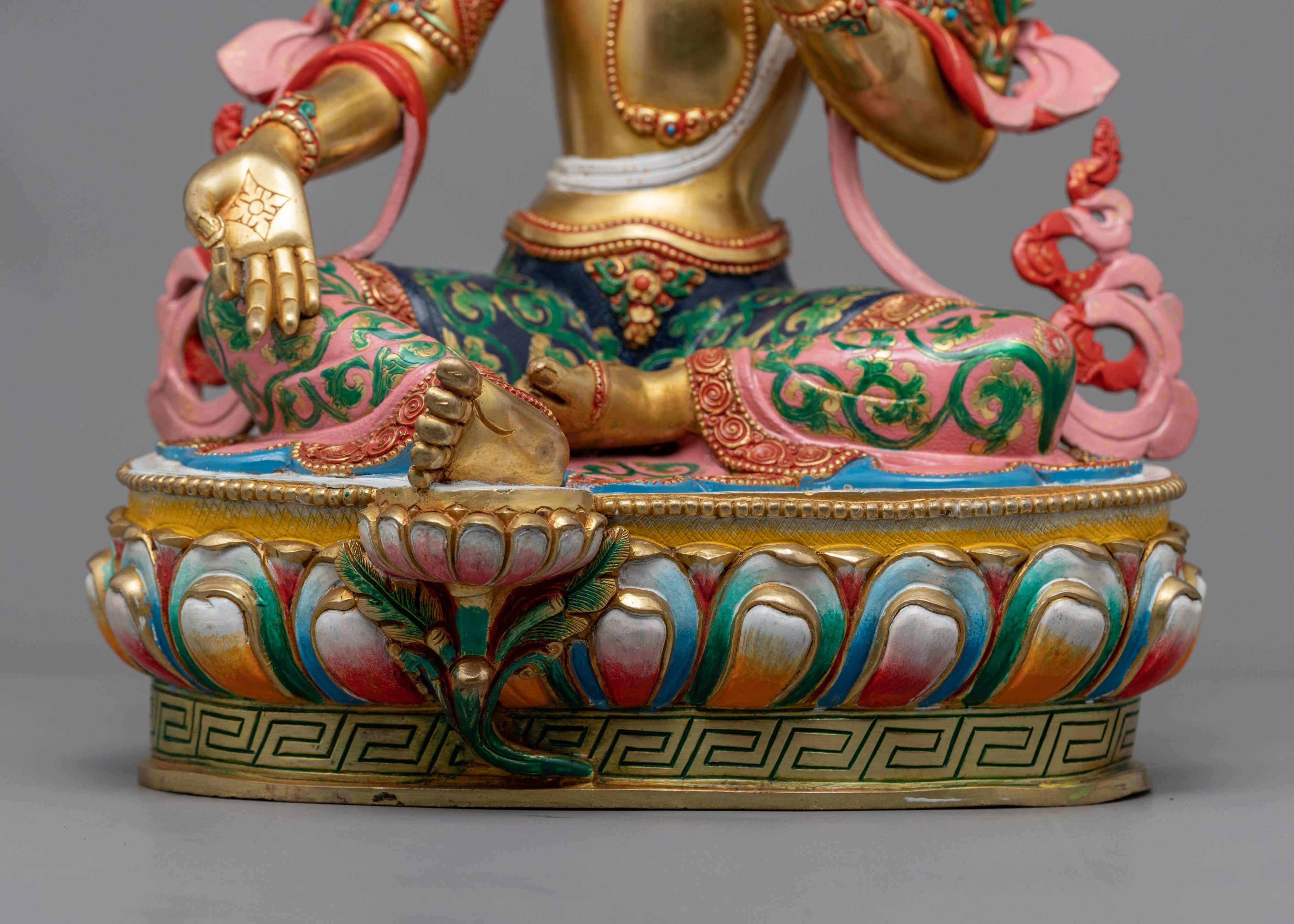 Nepali Princess Tara Gold Statue | Traditional Himalayan Green Tara Sculpture