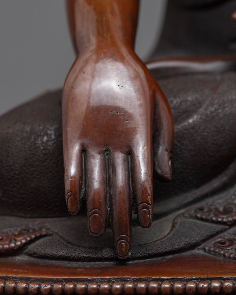 Shakyamuni Buddha Compassion Prayer Statue | Historical Buddha Gautama Copper Figurine