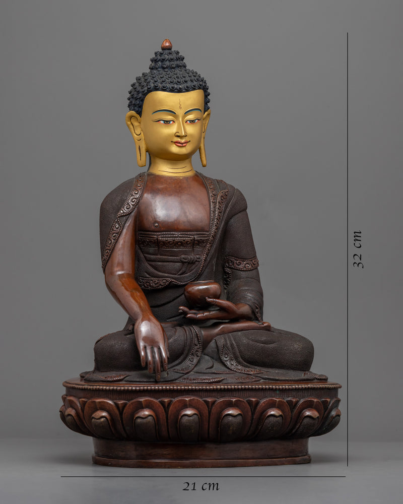 Shakyamuni Buddha Compassion Prayer Statue | Historical Buddha Gautama Copper Figurine