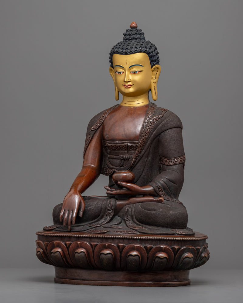 Shakyamuni Buddha Compassion Prayer Statue | Historical Buddha Gautama Copper Figurine