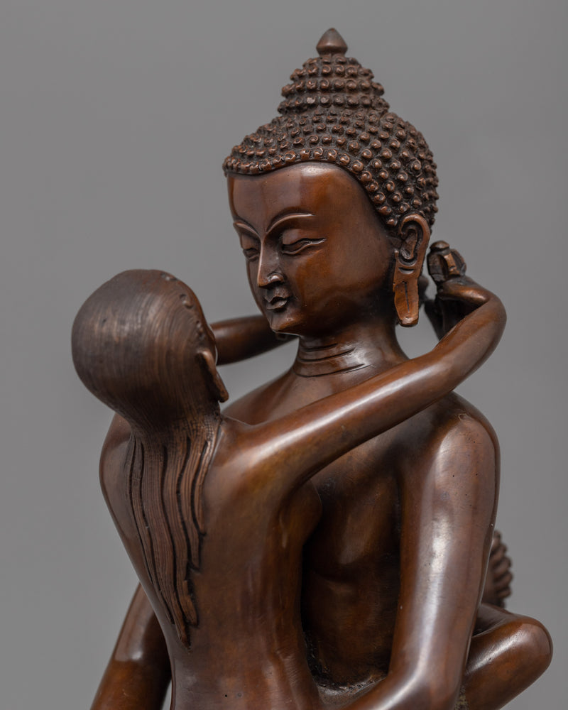 Copper Statue Of Samantabhadra And Samantabhadri | Samantabhadra With Consort In Union Figurine