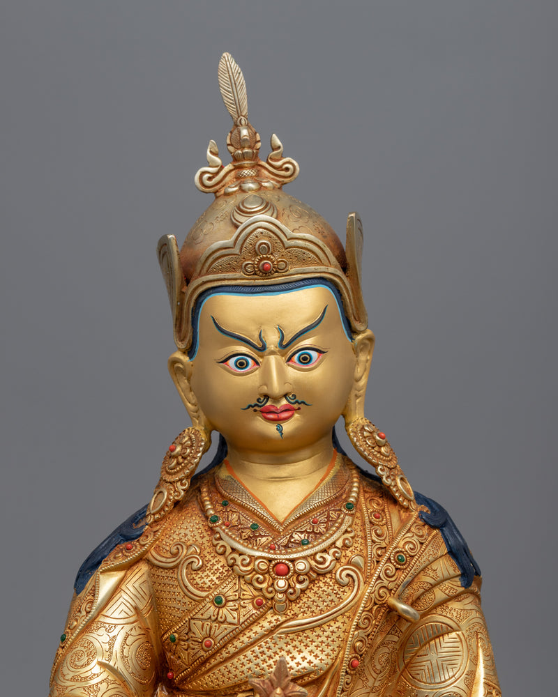 Traditional Guru Padmasambhava Mantra Sculpture | Tibetan Lotus Born Master Figurine