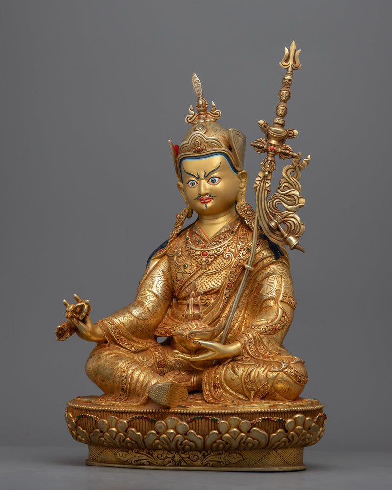 Traditional Guru Padmasambhava Mantra Sculpture | Tibetan Lotus Born Master Figurine