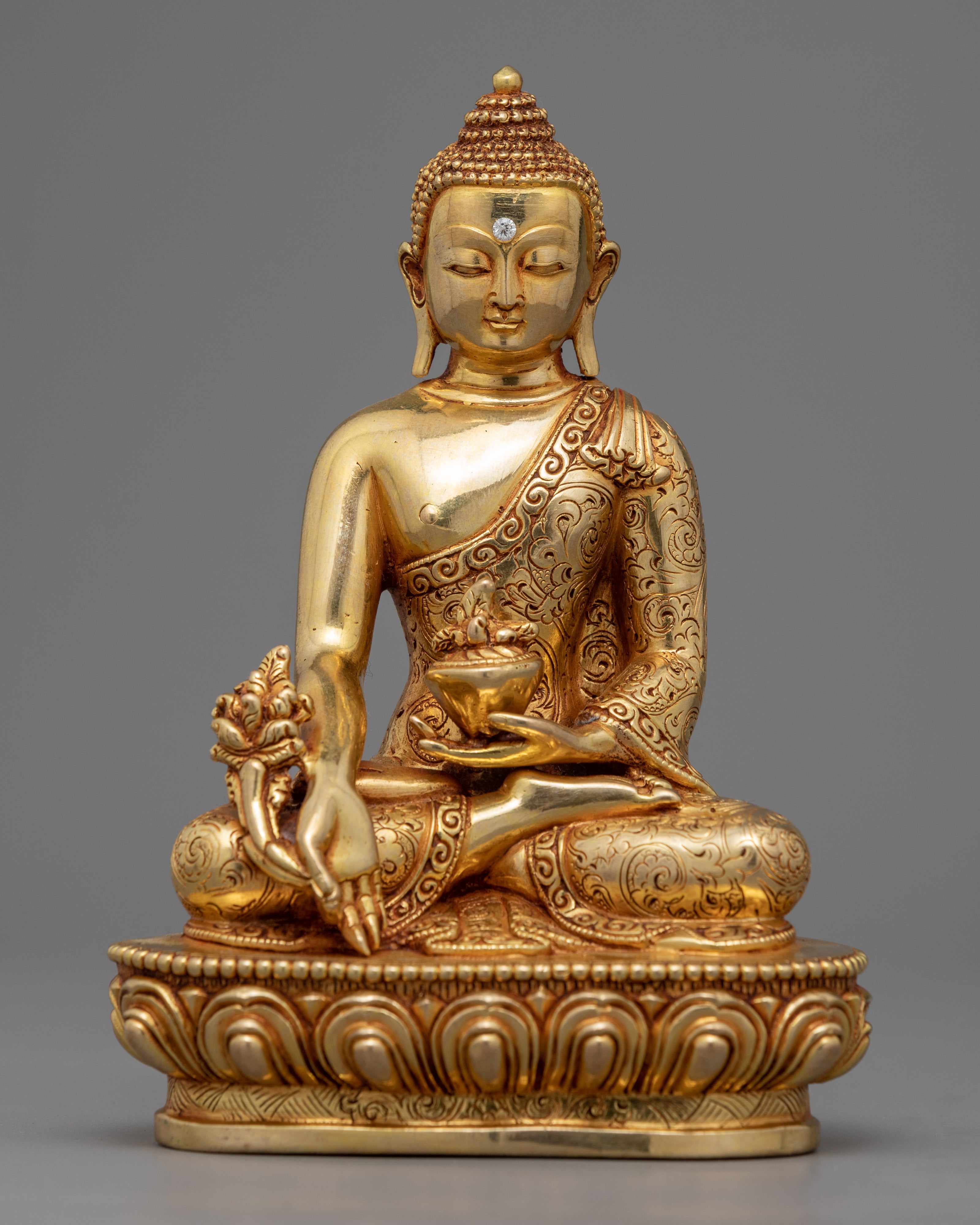 Gold-Gilded Three Buddha Statue Set | Shakyamuni, Amitabha & Medicine Buddha Sculpture
