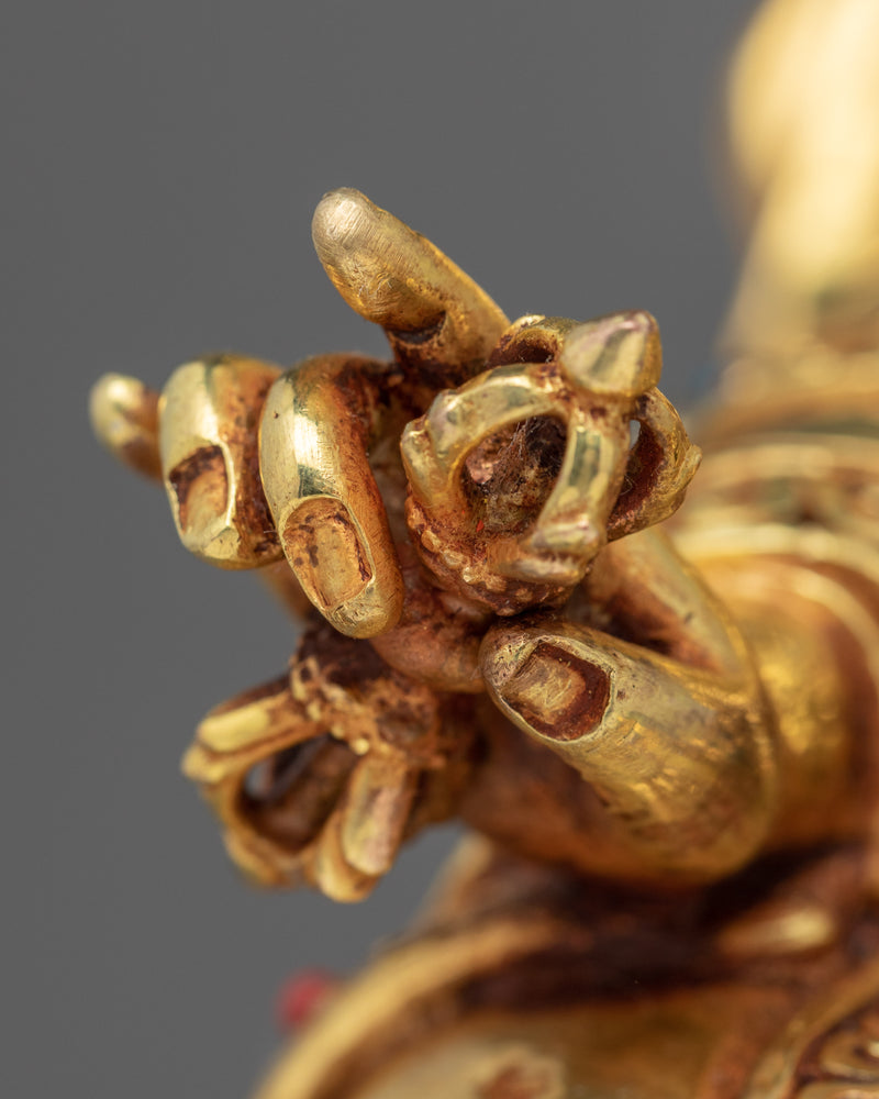 24K Gold Gilded Statue To Practice Guru Rinpoche Mantra In Tibetan | Lotus Born Master Art