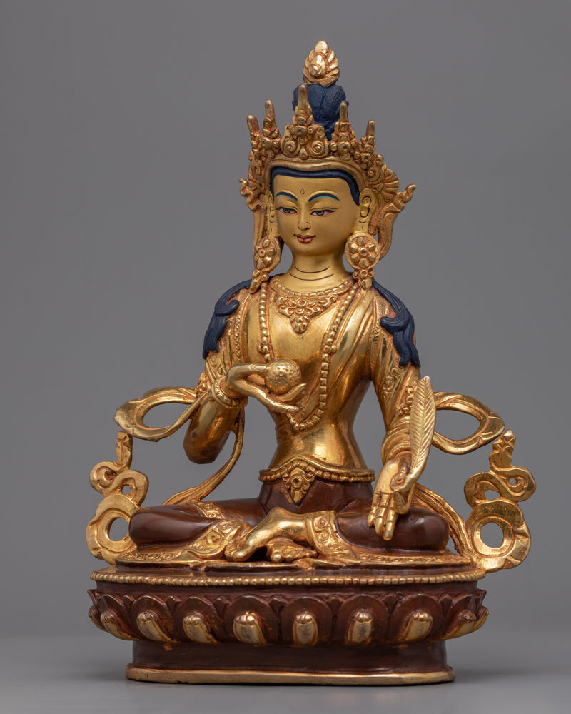 Gold Gilded Statue For Ksitigarbha Bodhisattva Mantra | Religious Statue for Mantra Practitioner