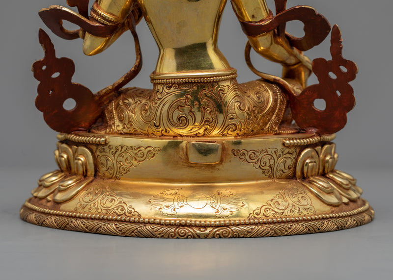 Green Tara Female Buddha Sculpture | Hand-Carved Buddhist Deity Sculpture