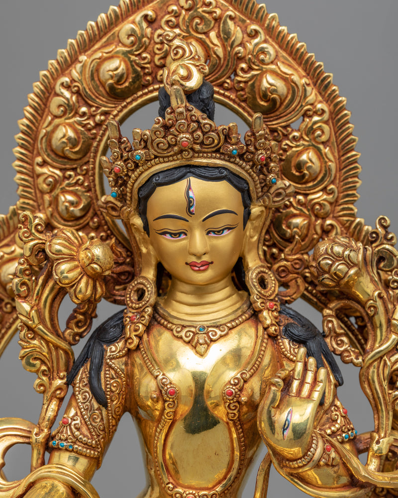 Golden Statue of Sita Tara | Himalayan Traditionally Hand-made Sculpture