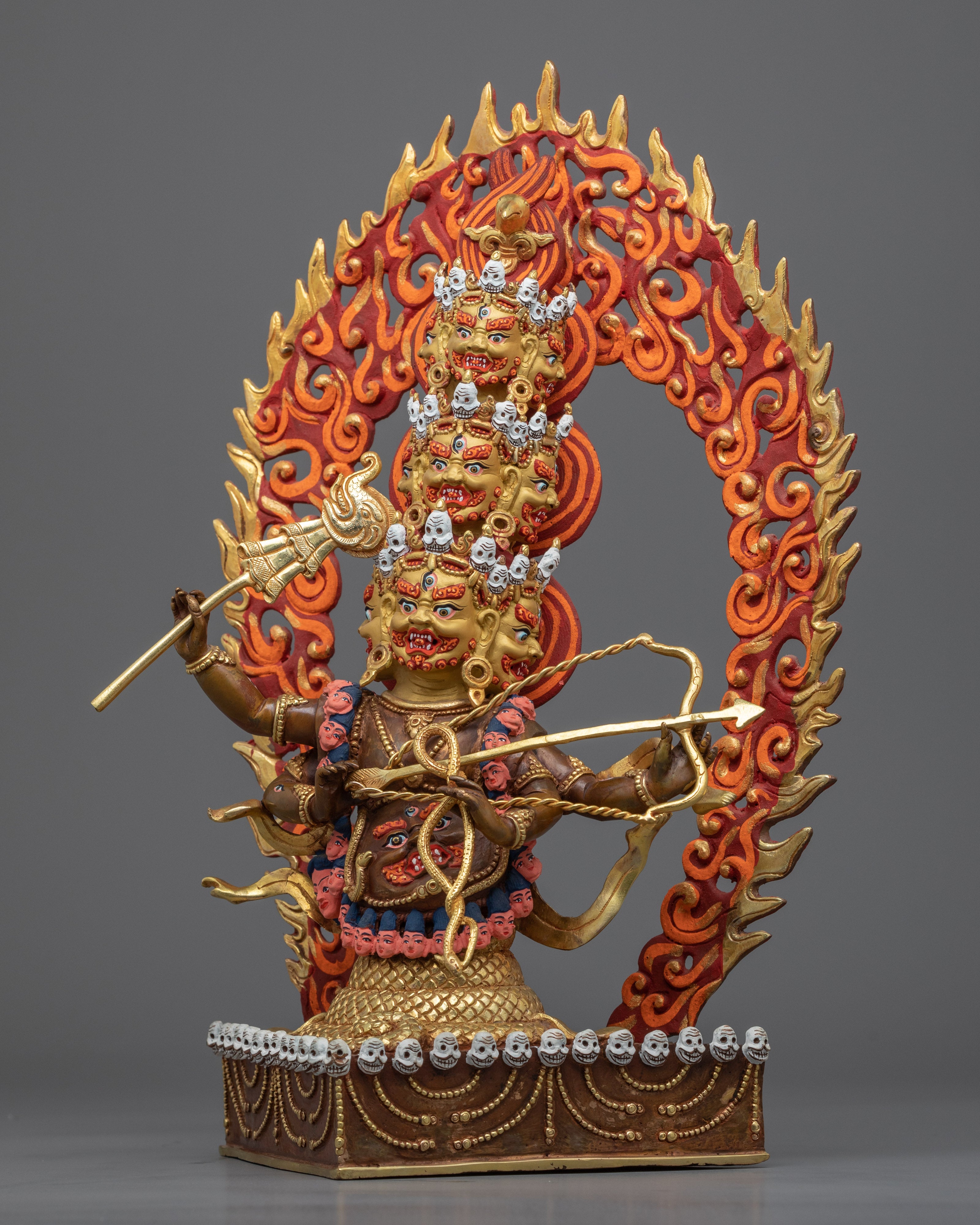 Traditionally Gold-Gilded Rahula Buddha Statue | Tibetan Himalayan Buddhist Deity Sculpture
