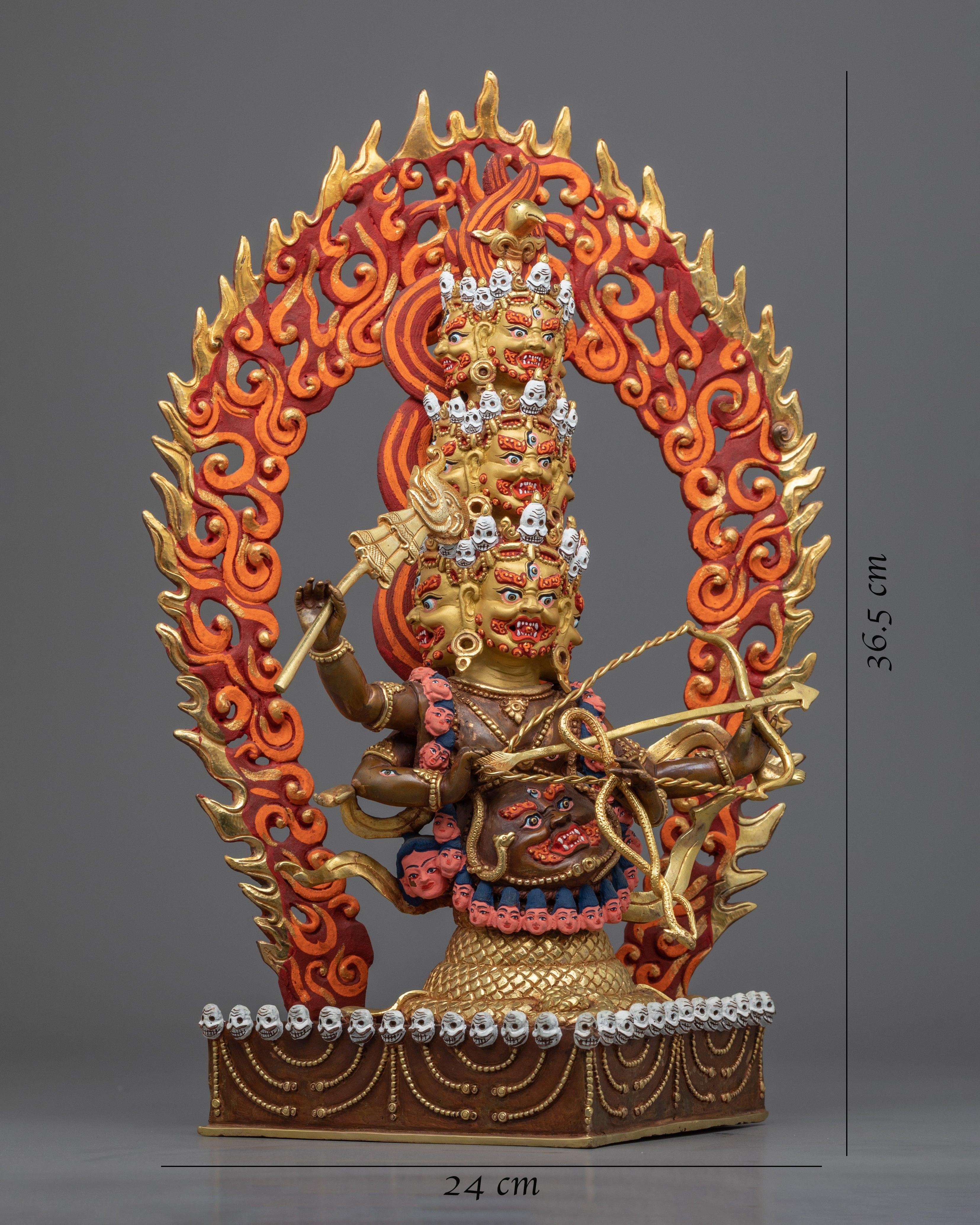 Traditionally Gold-Gilded Rahula Buddha Statue | Tibetan Himalayan Buddhist Deity Sculpture