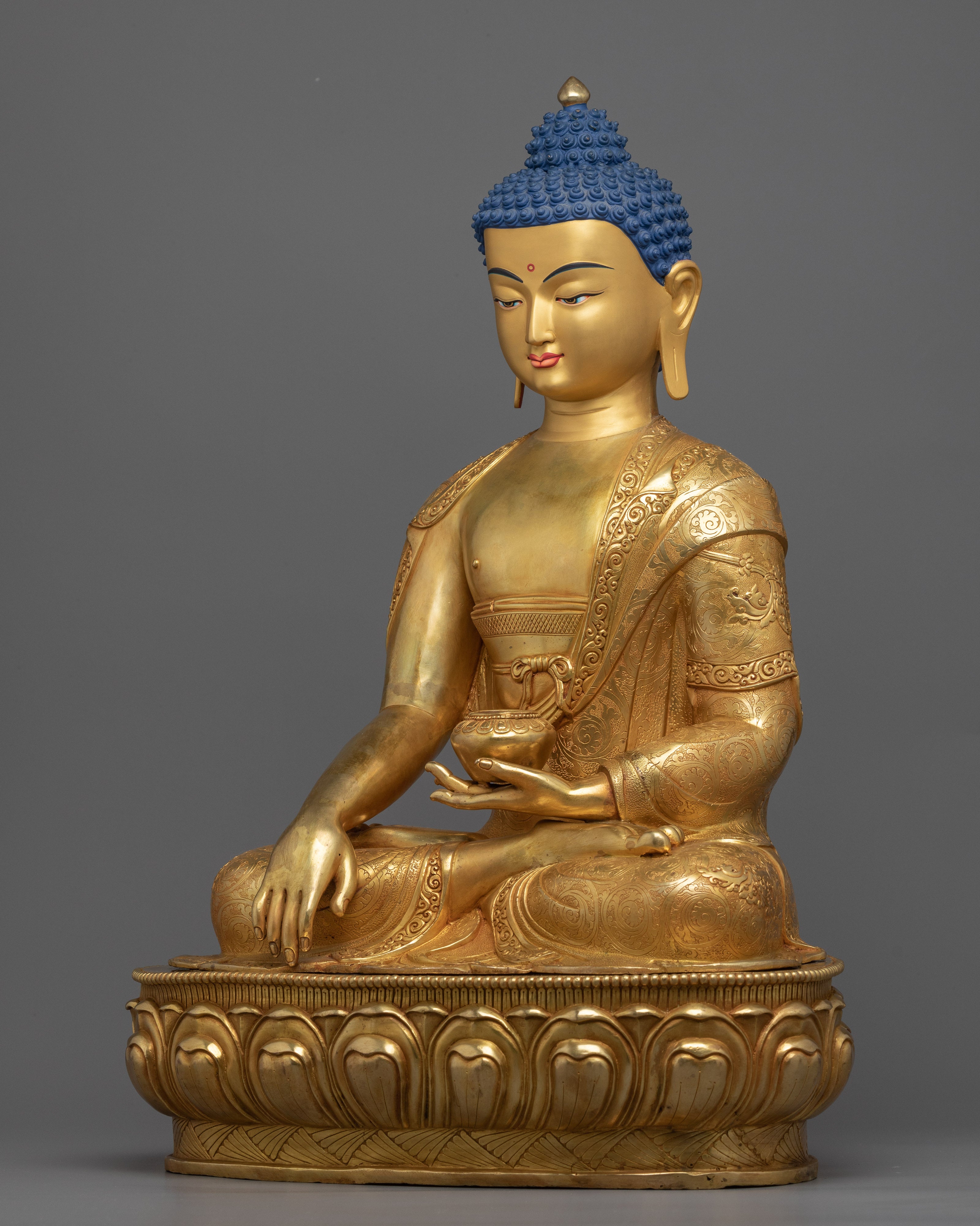 Buddha Shakyamuni Kadampa Sculpture | Gold-Plated Tibetan Buddhist Art