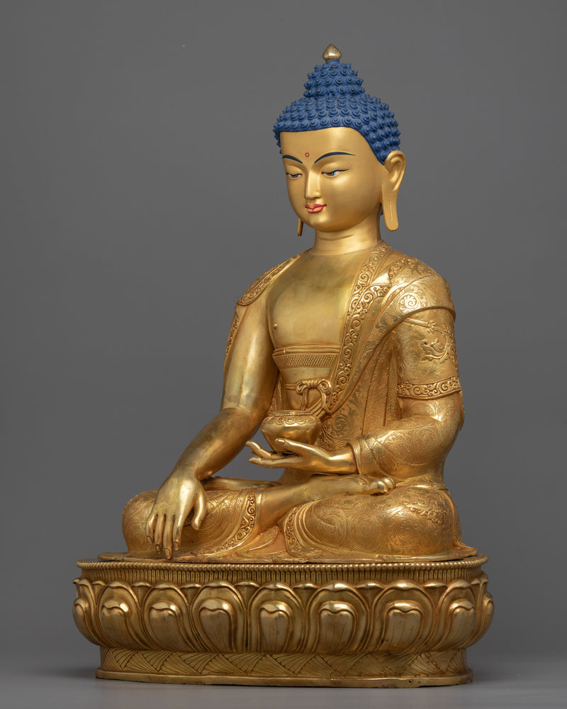 Buddha Shakyamuni Kadampa Sculpture | Gold-Plated Tibetan Buddhist Art