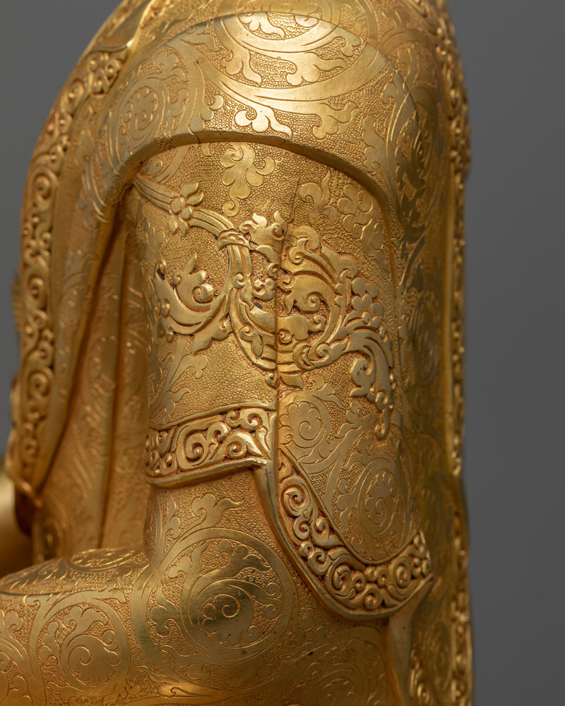 Buddha Shakyamuni Kadampa Sculpture | Gold-Plated Tibetan Buddhist Art