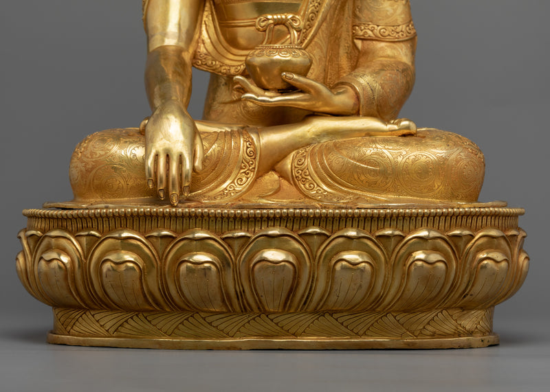 Buddha Shakyamuni Kadampa Sculpture | Gold-Plated Tibetan Buddhist Art