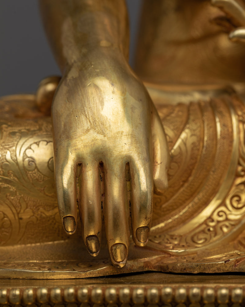 Buddha Shakyamuni Kadampa Sculpture | Gold-Plated Tibetan Buddhist Art