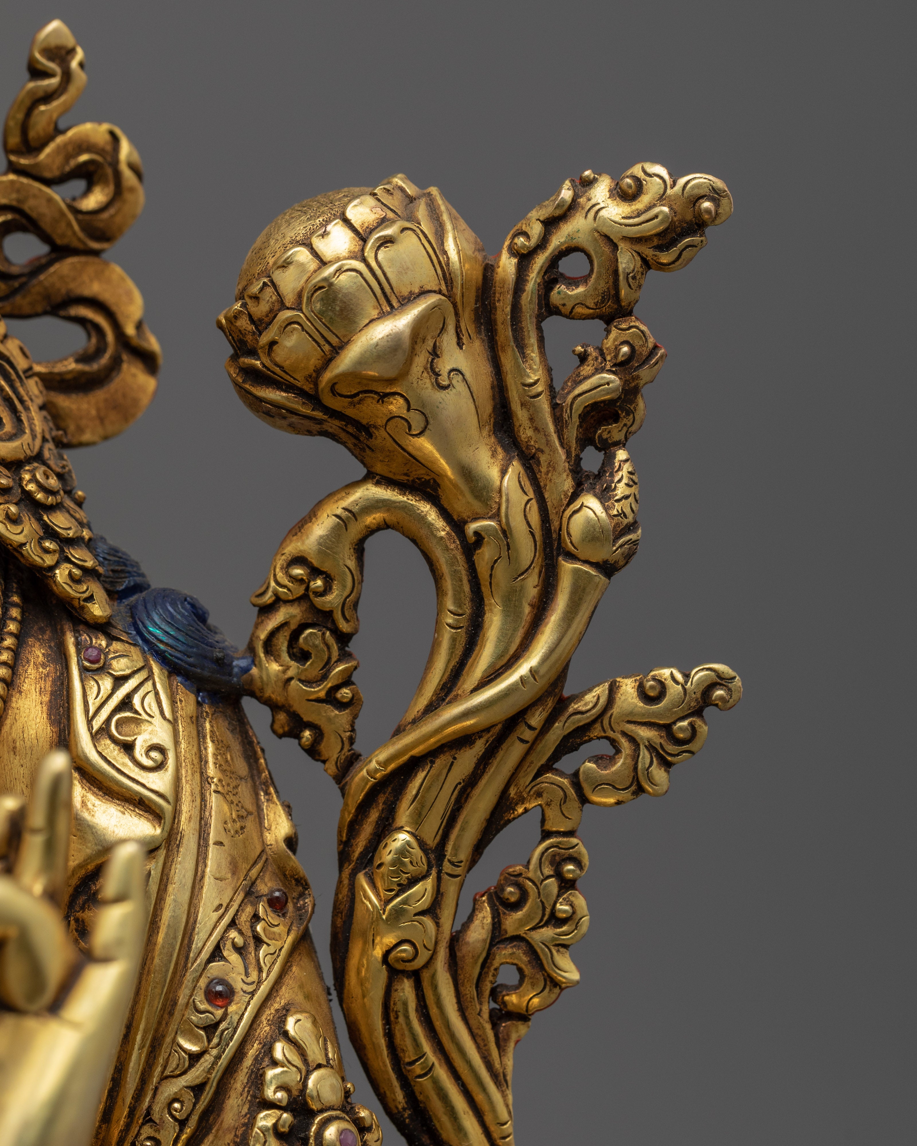 Green Tara Devi Statue | Gold Gilded Statue For Meditation