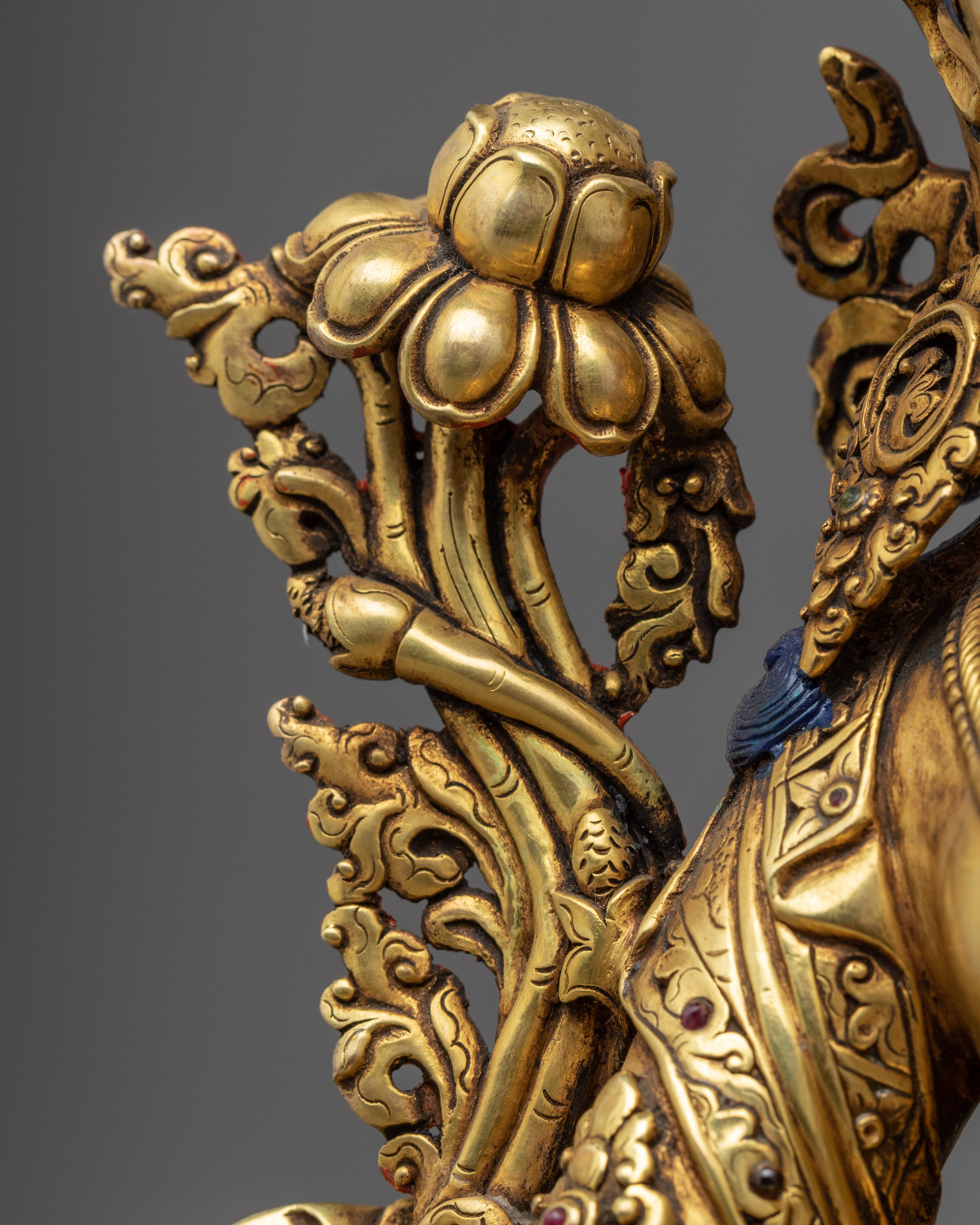 Green Tara Devi Statue | Gold Gilded Statue For Meditation
