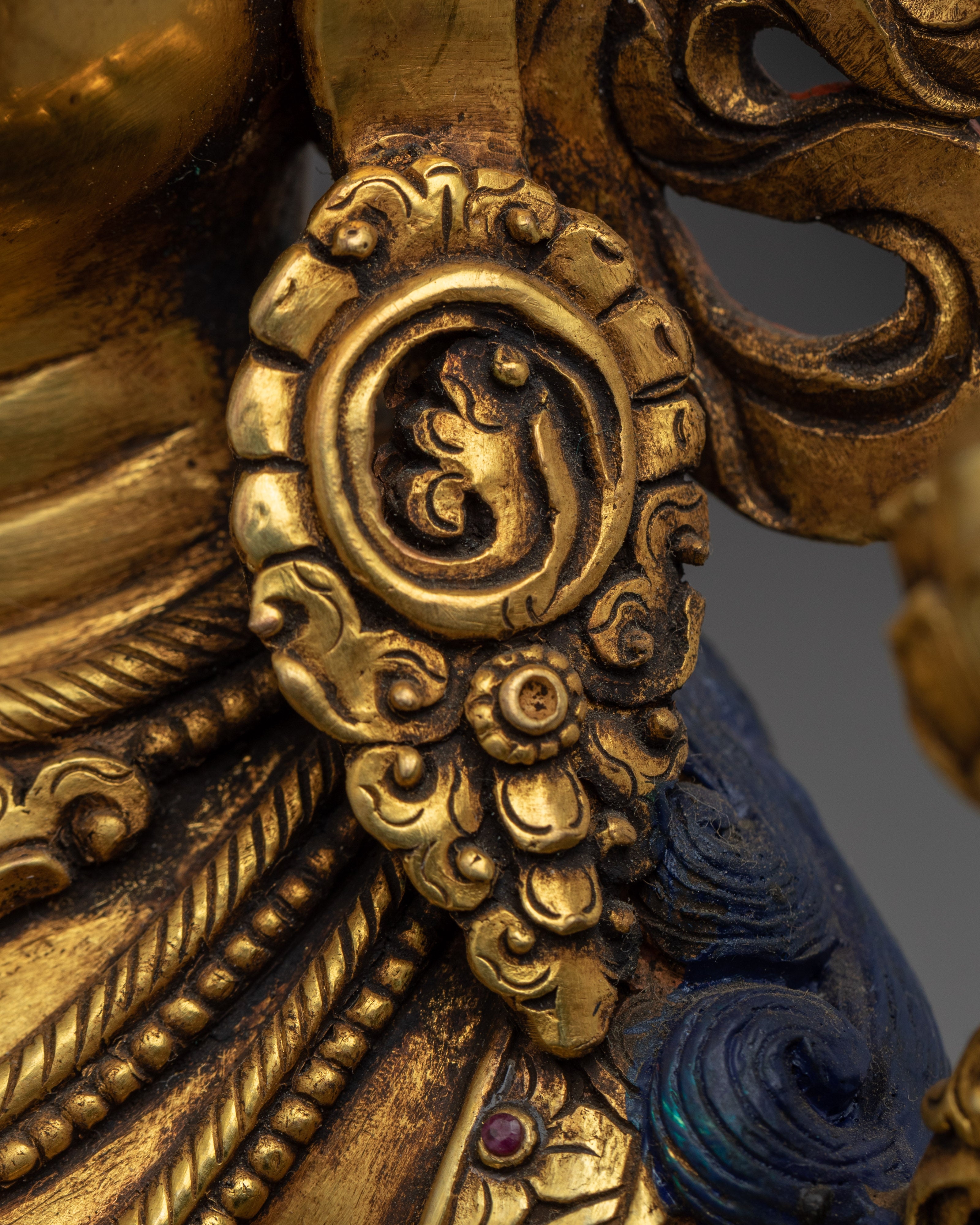 Green Tara Devi Statue | Gold Gilded Statue For Meditation