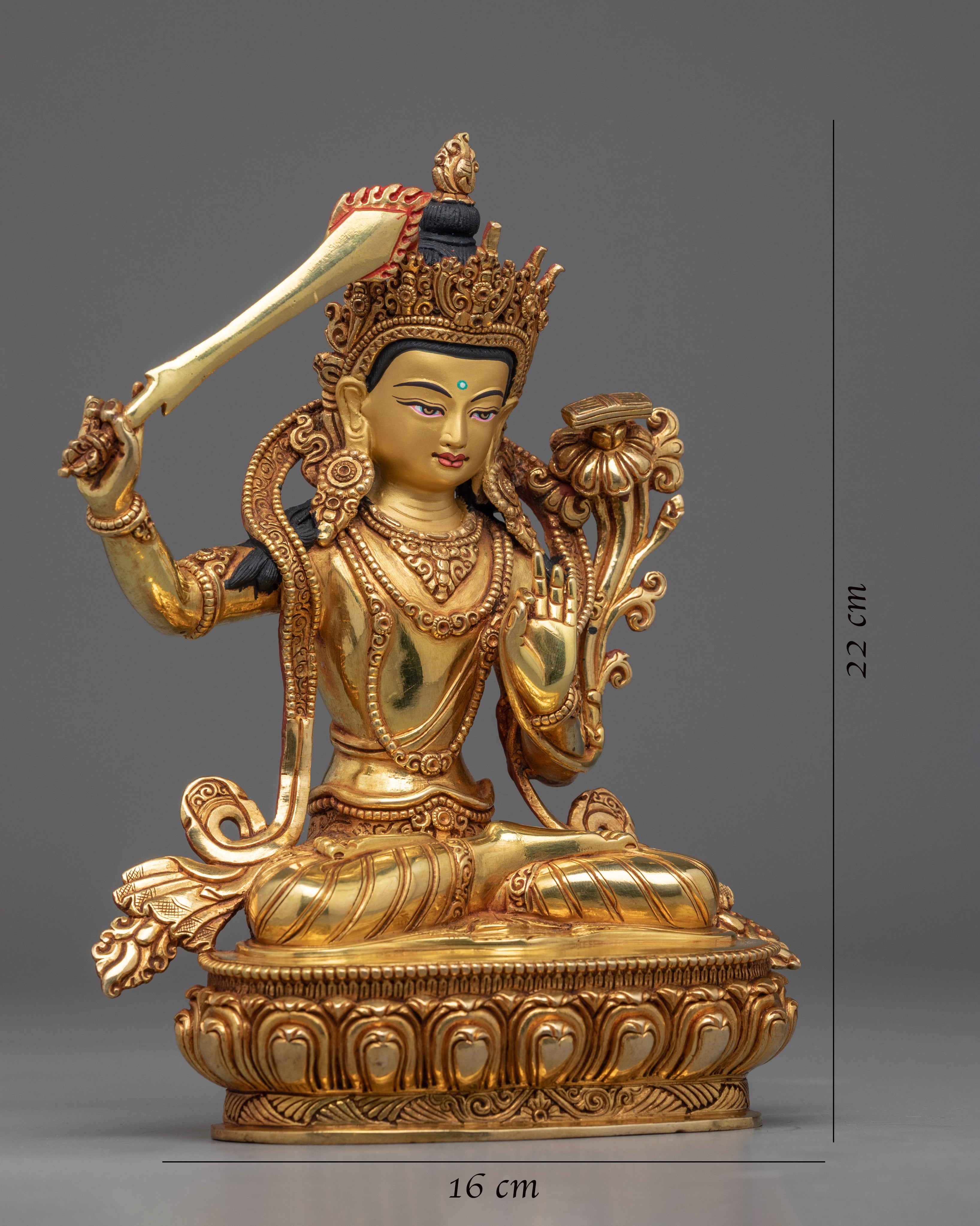Buda Manjushri Simulacrum | Himalayan 24-Carat Gold Gilded Statues