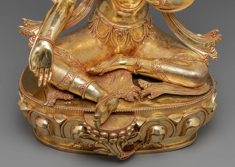 Golden Statue Of Tara Shyam | Traditionally Hand-crafted Green Tara