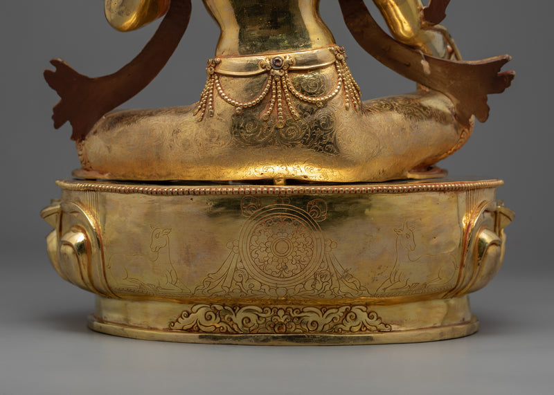 Golden Statue Of Tara Shyam | Traditionally Hand-crafted Green Tara