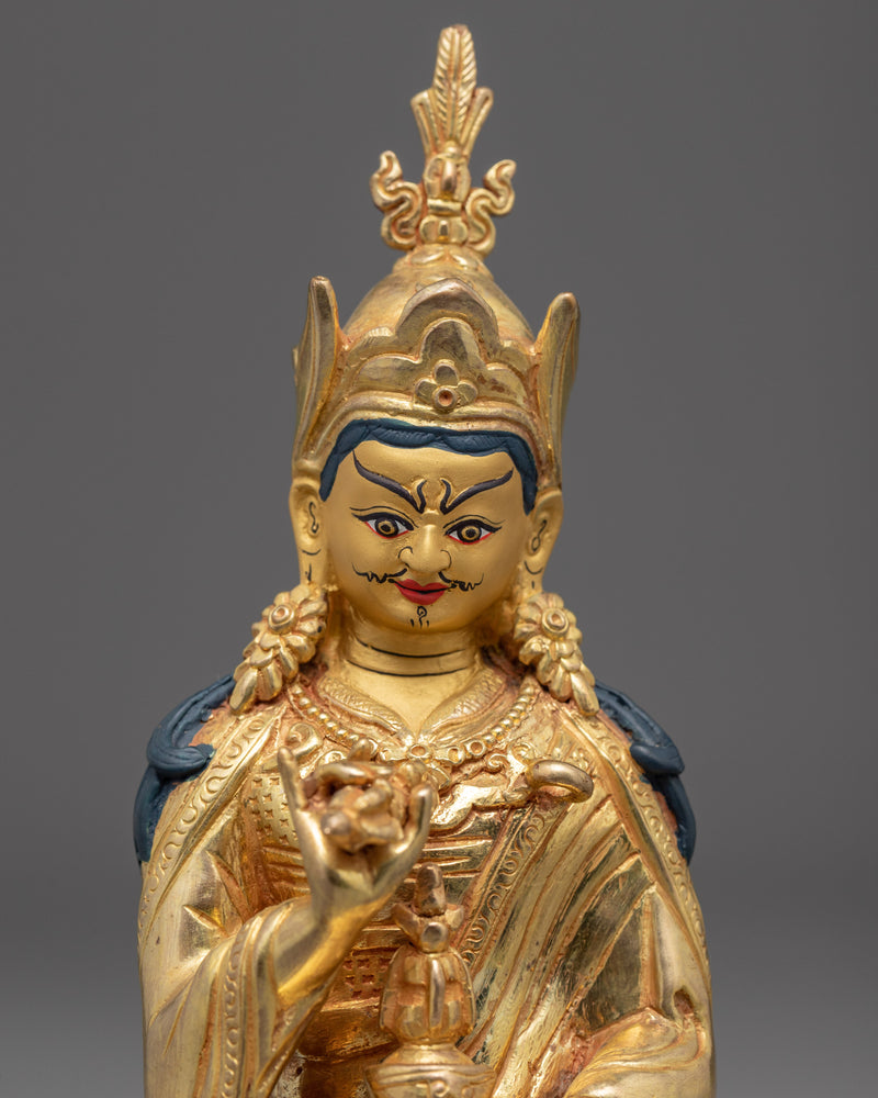 Statue For Guru Rinpoche Prayer In Tibetan | Small Padmasambhava Sculpture