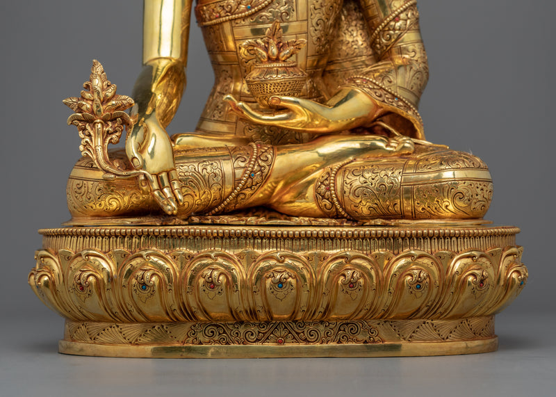 Traditional Blue Buddha Healing Sculpture | Himalayan Bhaishajyaguru Statue