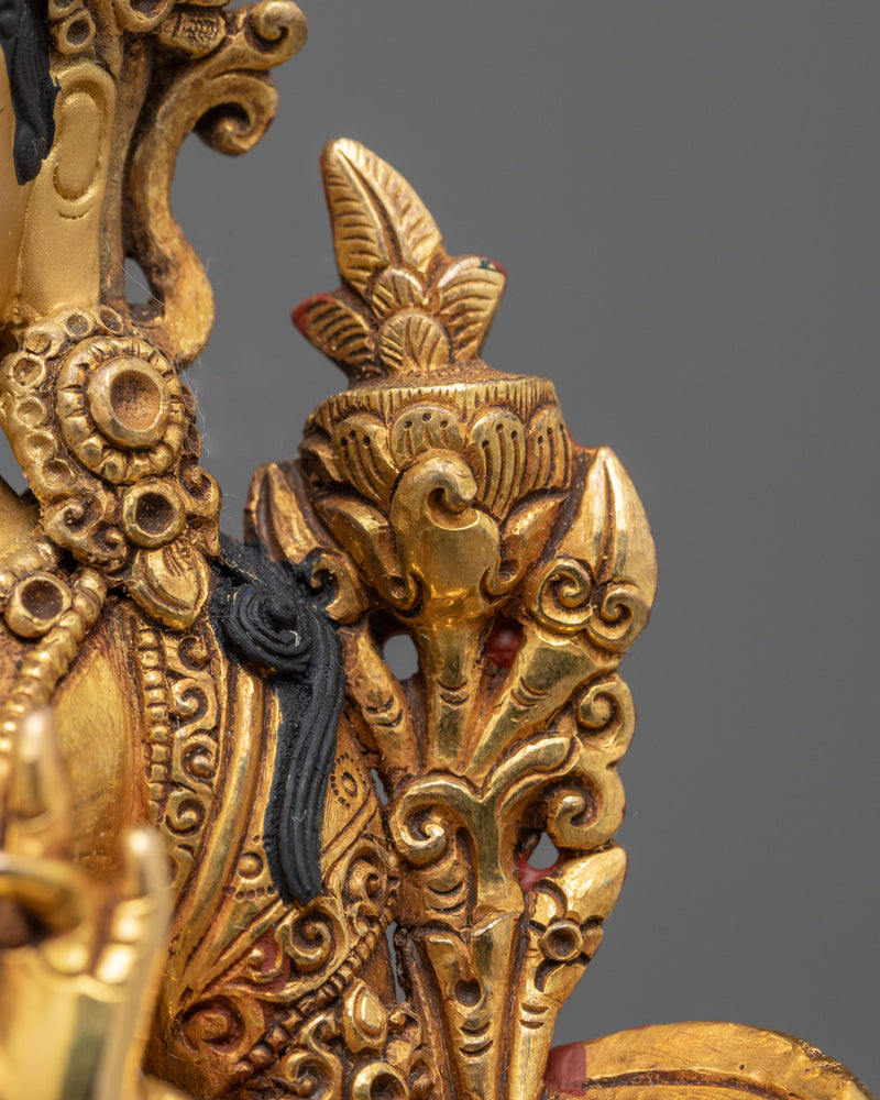 Buddhist Tara Statue | Traditionally Hand-carved Figurine of Green Tara