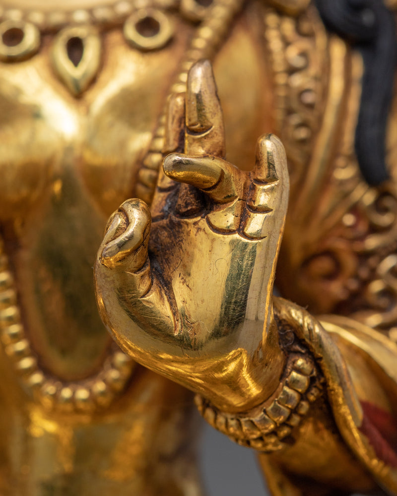 Buddhist Tara Statue | Traditionally Hand-carved Figurine of Green Tara