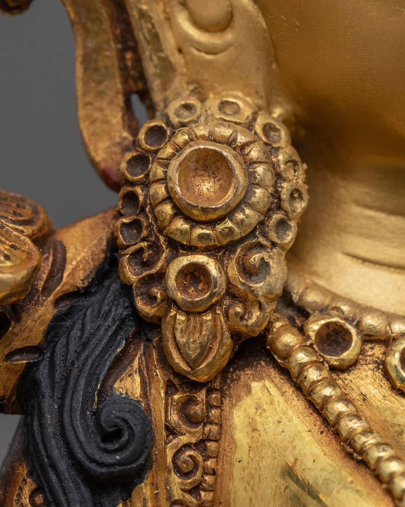 Buddhist Tara Statue | Traditionally Hand-carved Figurine of Green Tara