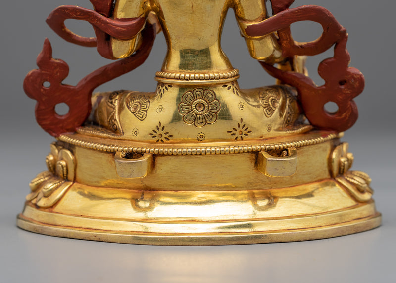 Buddhist Tara Statue | Traditionally Hand-carved Figurine of Green Tara