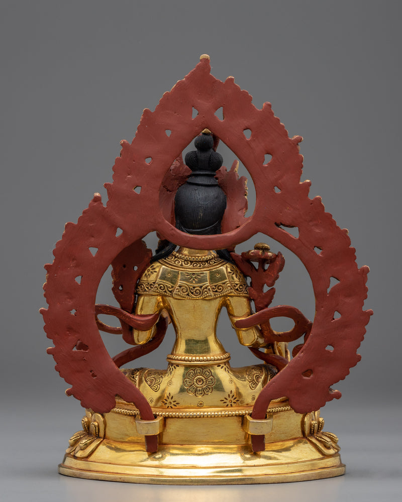 Buddhist Tara Statue | Traditionally Hand-carved Figurine of Green Tara
