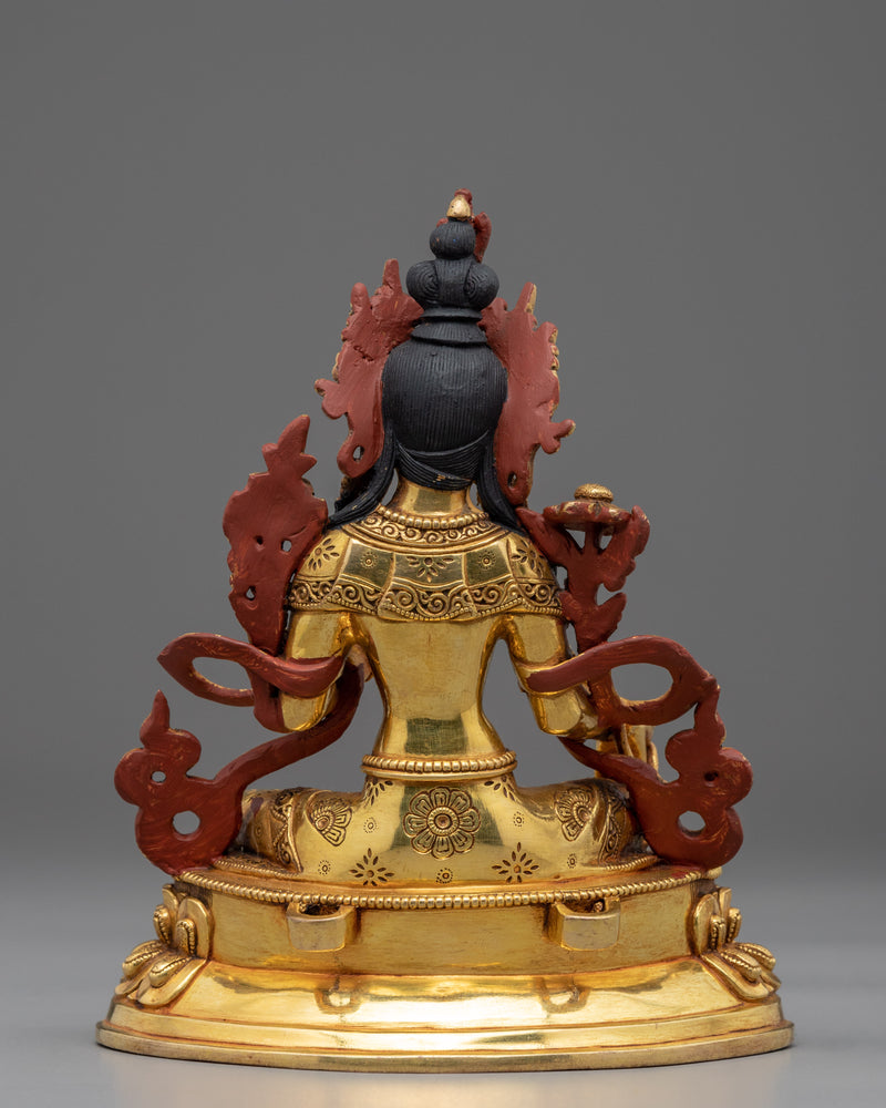 Buddhist Tara Statue | Traditionally Hand-carved Figurine of Green Tara