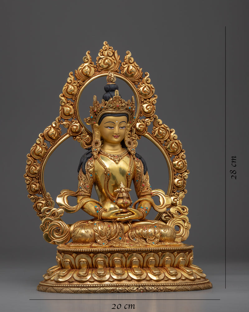 Tibetan Buddhist Statue of Lord Amitayus | Himalayan Traditional Art