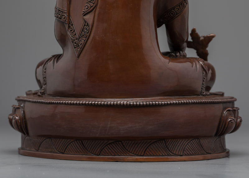 Oxidized Copper Bhaisajyaguru Buddha Sculpture | Traditional Medicine Buddha Himalayan Art