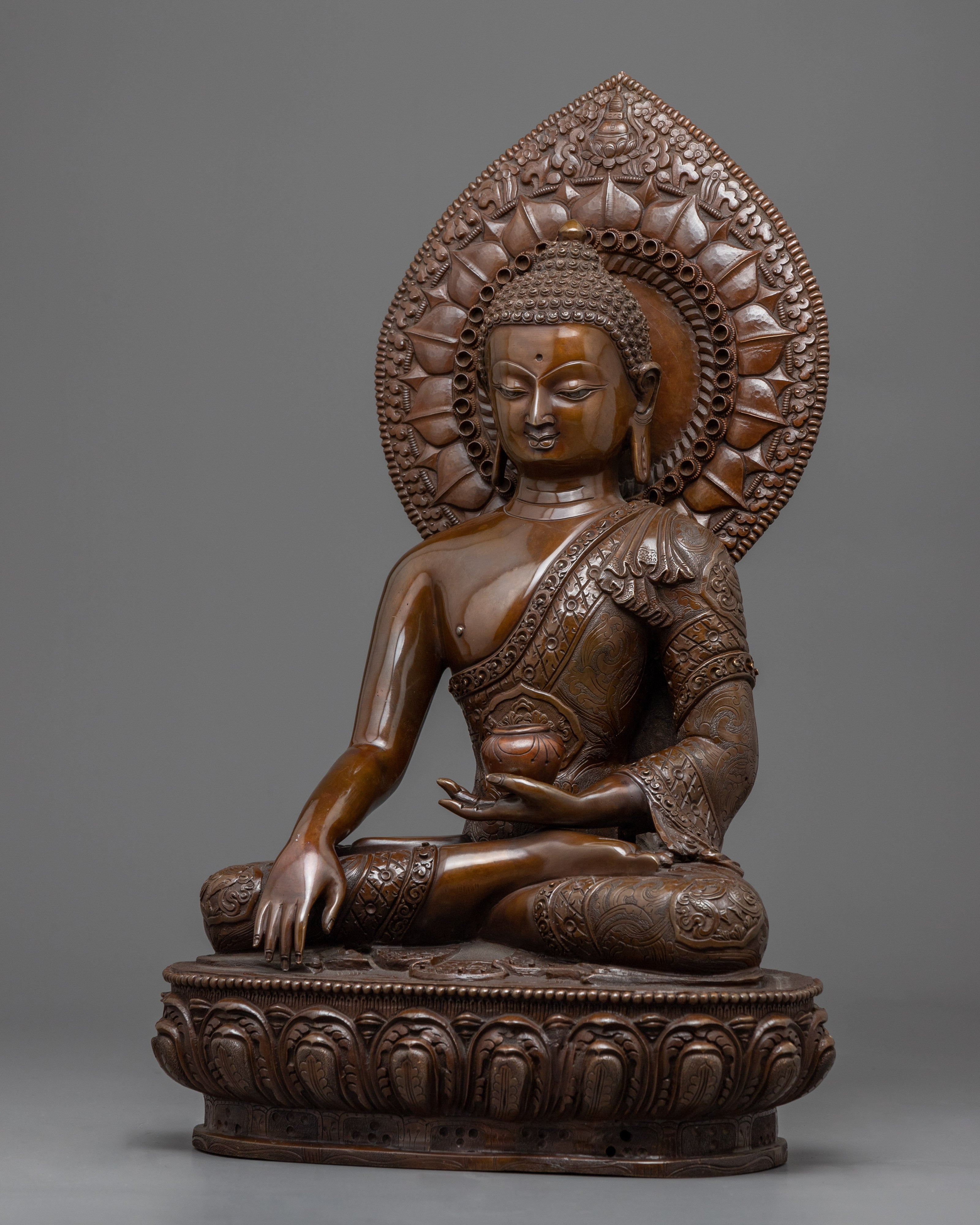 Statue With Shakyamuni Buddha Title | Himalayan Oxidized Art