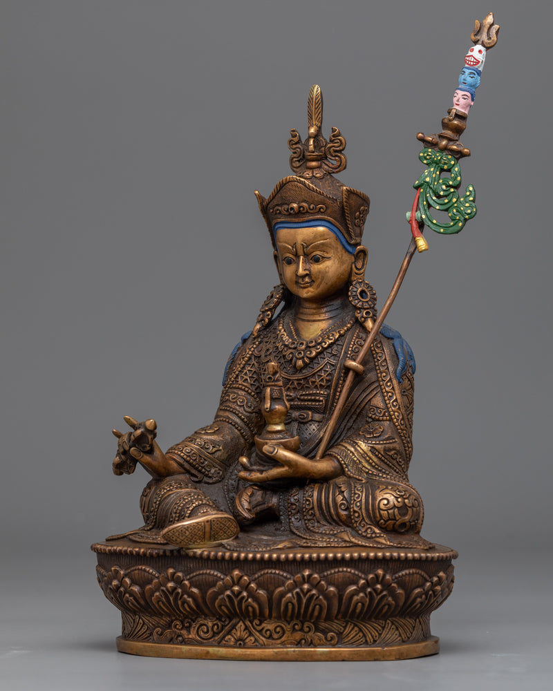 Traditionally Carved Lord Padmasambhava Statue | Buddhist Master Guru Rinpoche Sculpture