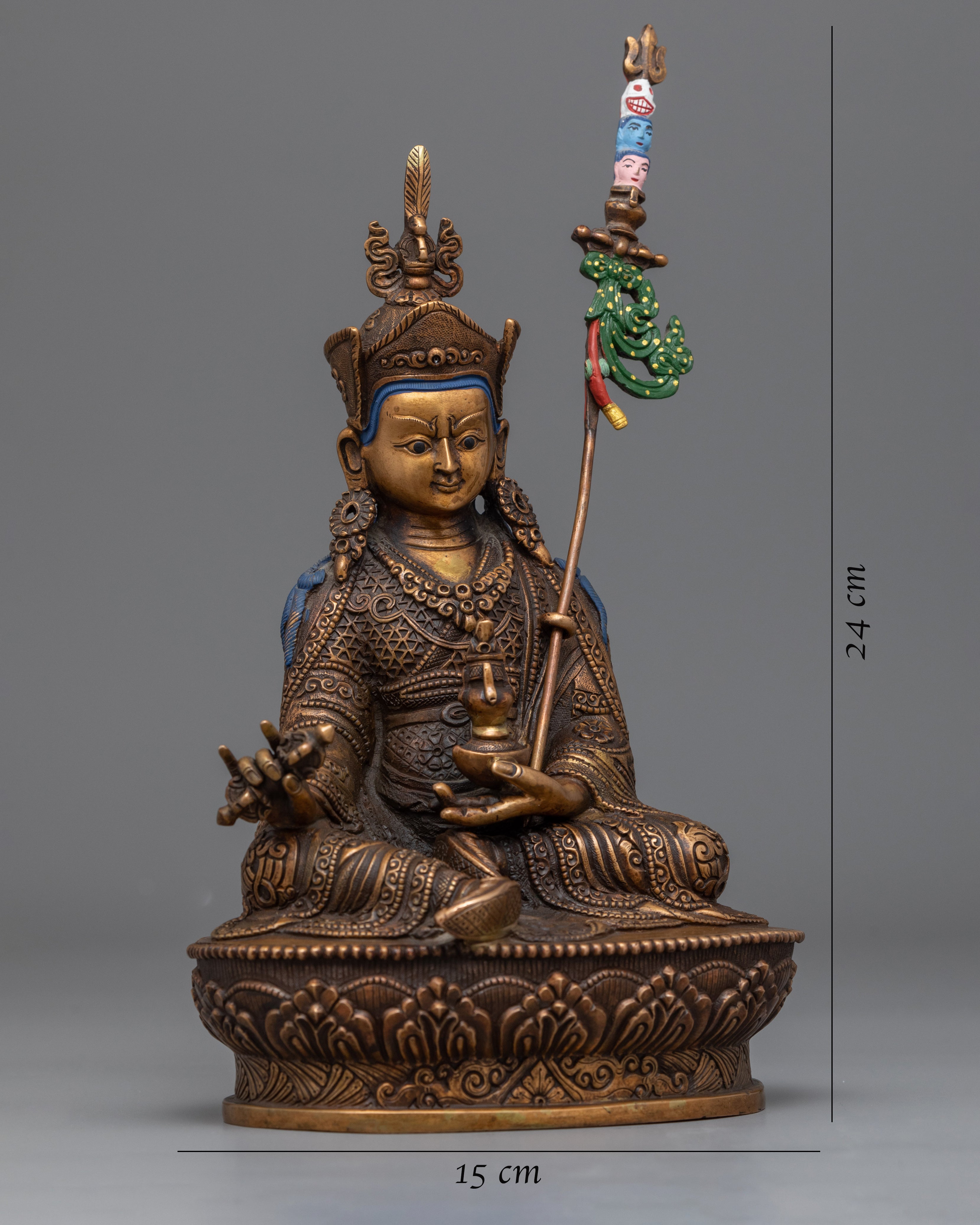 Traditionally Carved Lord Padmasambhava Statue | Buddhist Master Guru Rinpoche Sculpture
