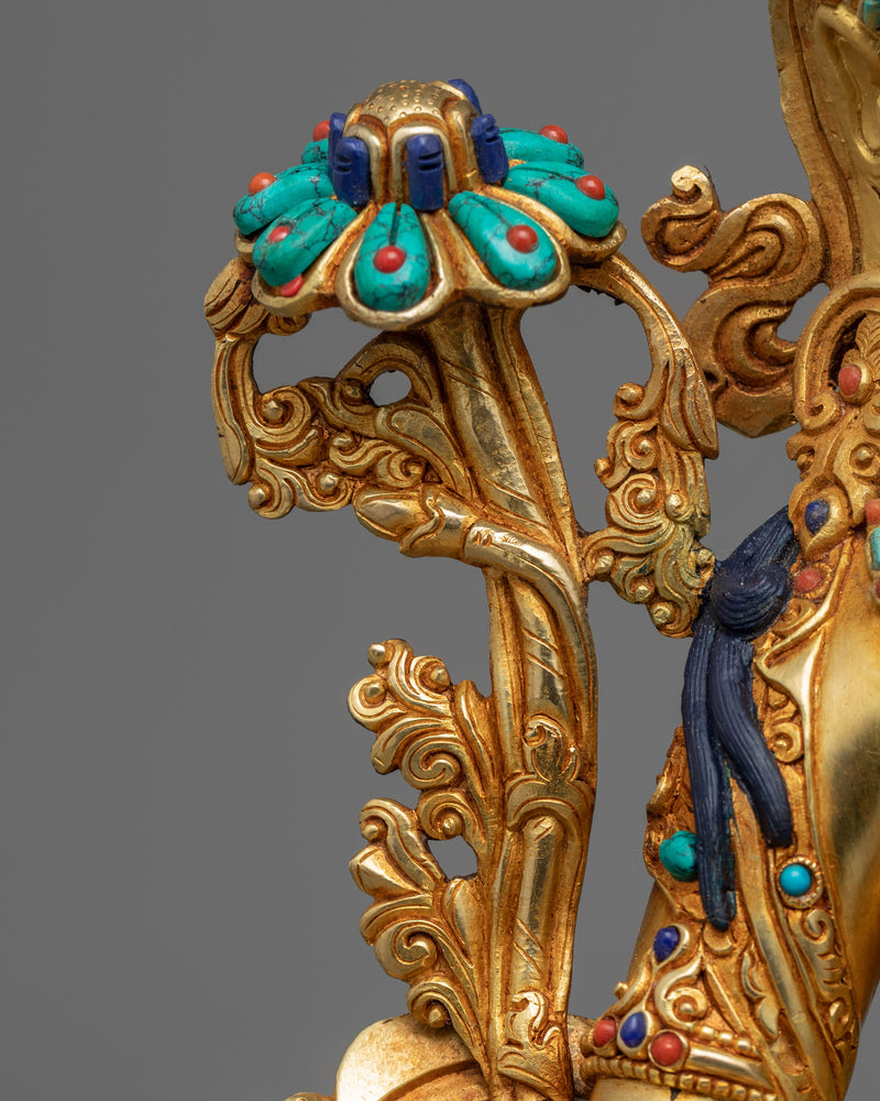 Himalayan Tibetan Green Tara Chant Statue | Traditional Buddhist Art Of Mother Tara