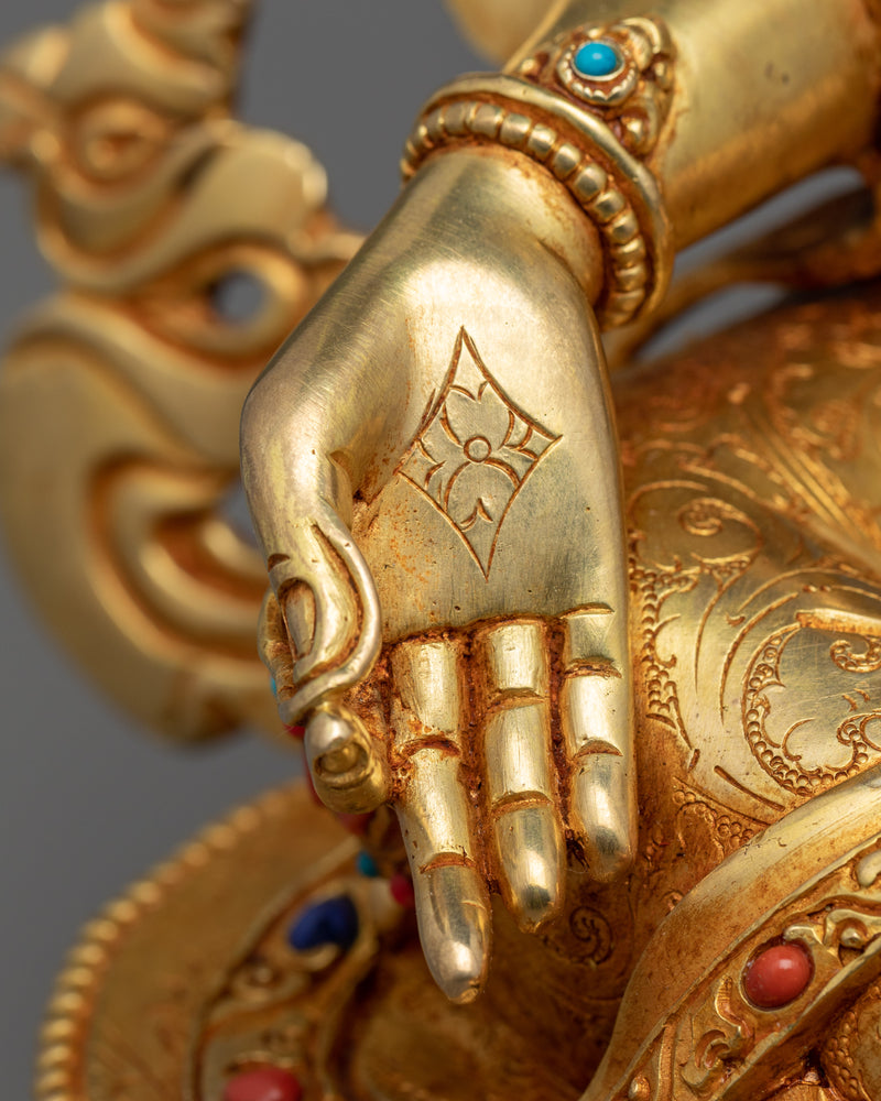 Himalayan Tibetan Green Tara Chant Statue | Traditional Buddhist Art Of Mother Tara