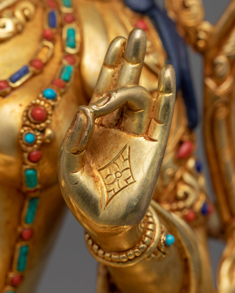 Himalayan Tibetan Green Tara Chant Statue | Traditional Buddhist Art Of Mother Tara