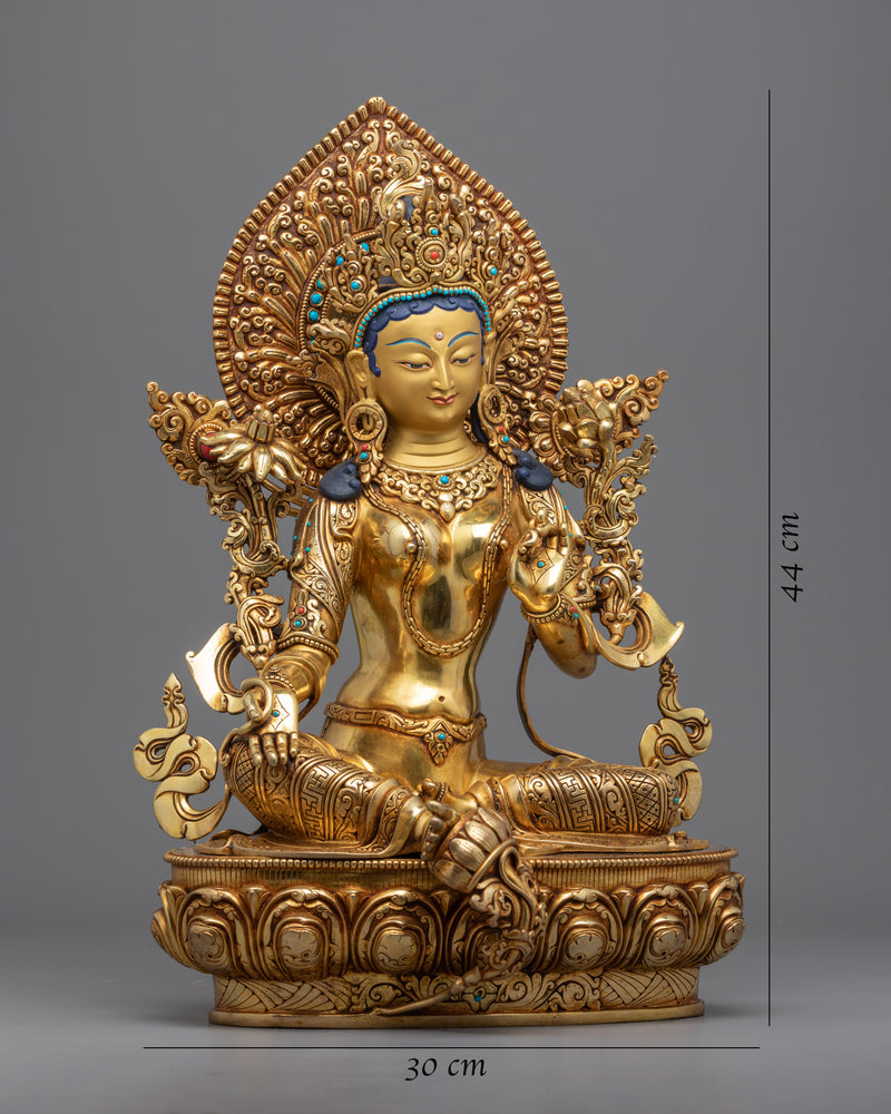 Green Tara Yoga Statue | Handmade Ancient Craftsmanship of Nepal