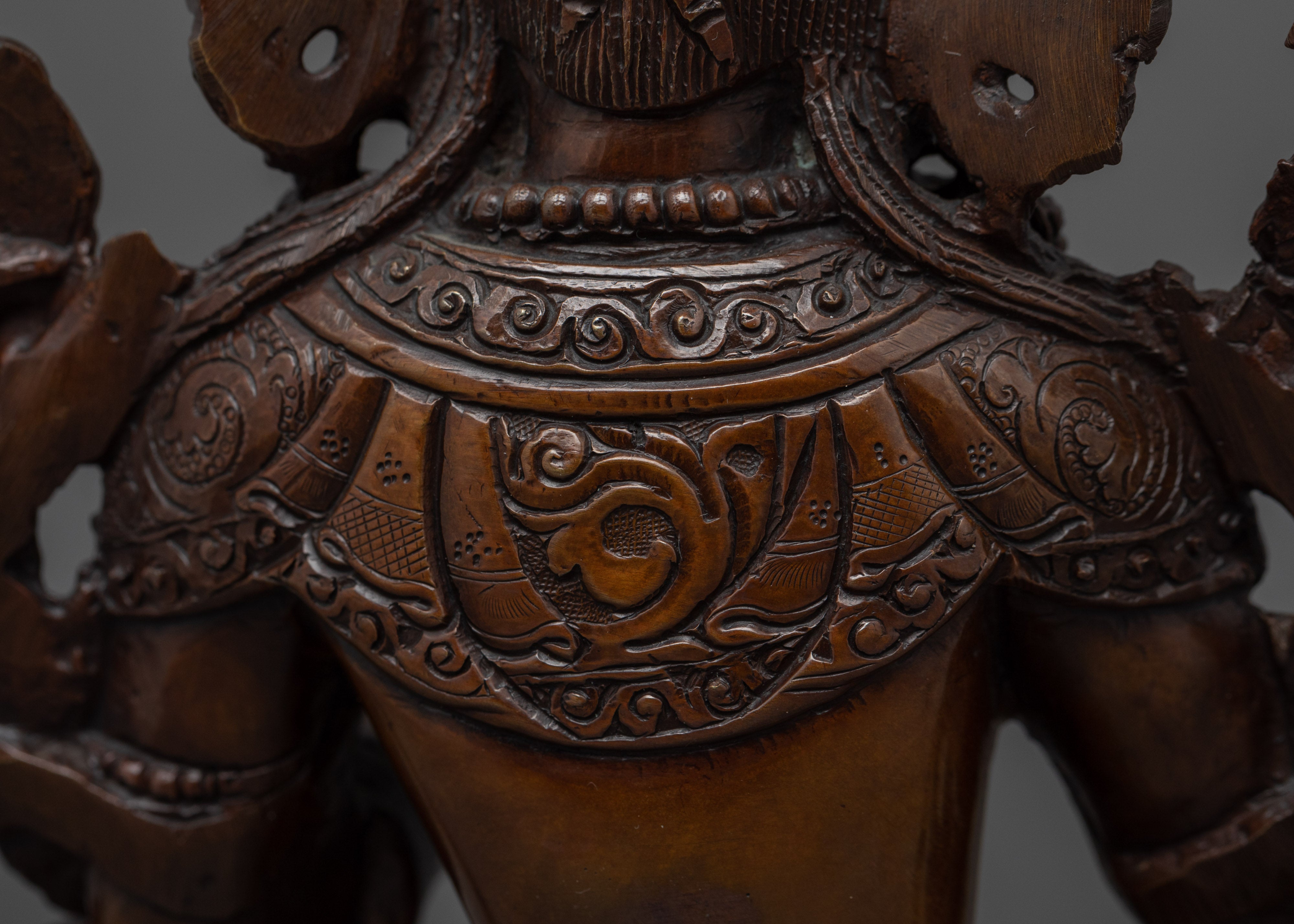 Hand-Carved White Tara Goddess Sculpture | Tibetan Oxidised Copper Sculpture