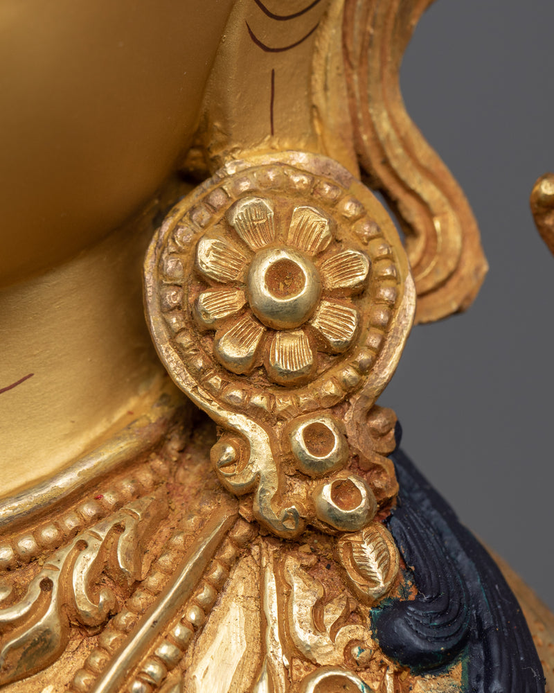 Golden Statue For 4 Arm Chenrezig Practice | Traditionally Made Art