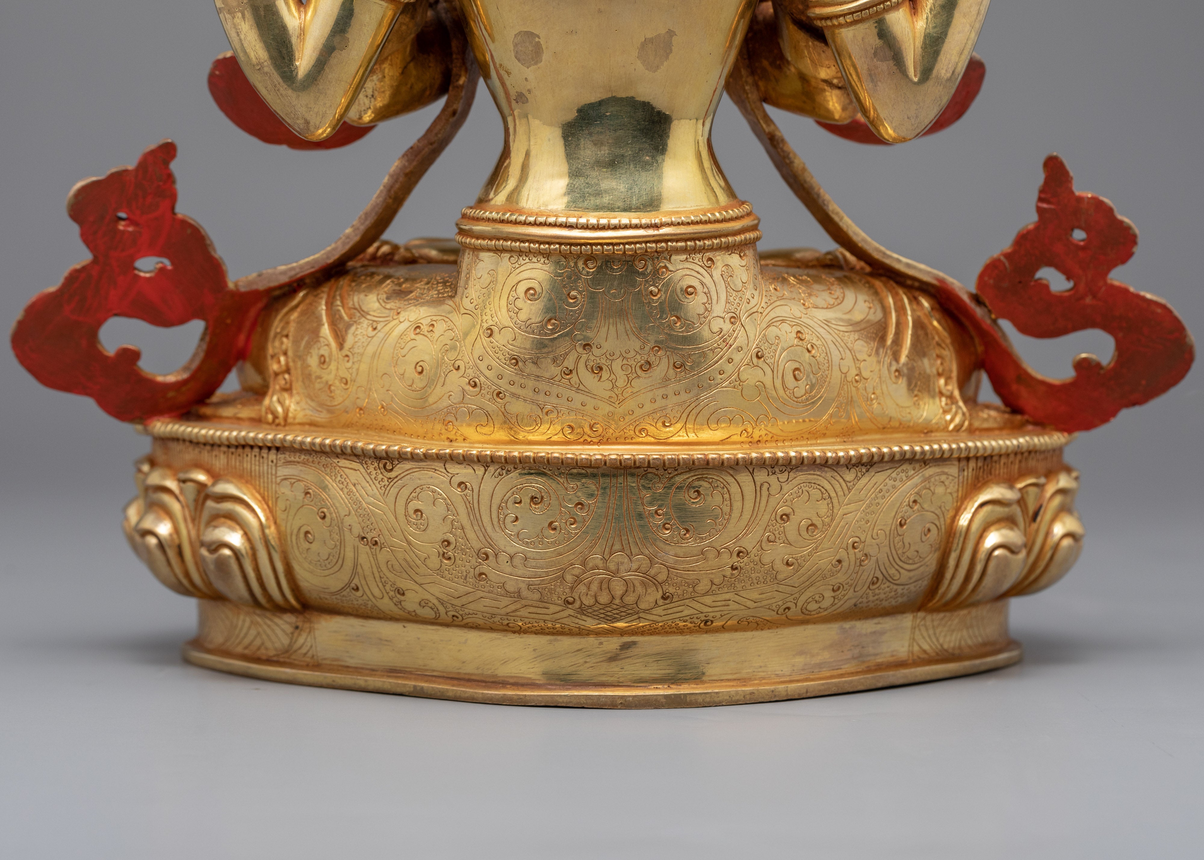 Golden Statue For 4 Arm Chenrezig Practice | Traditionally Made Art