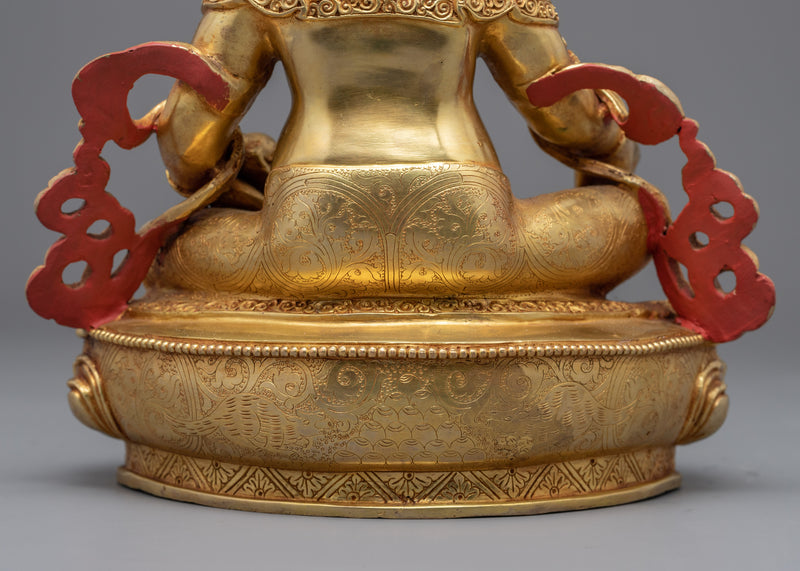 Traditionally Hand-Carved Dazambhala Statue | Buddhist Wealth Deity Statue