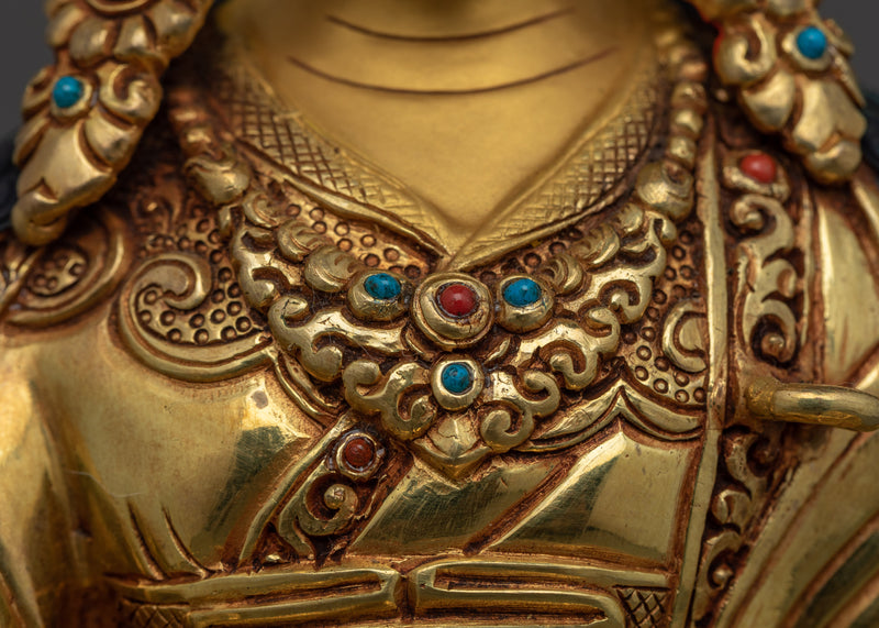 Master Padmasambhava Guru Rinpoche Statue | Traditional Gold-Gilded Religious Statue
