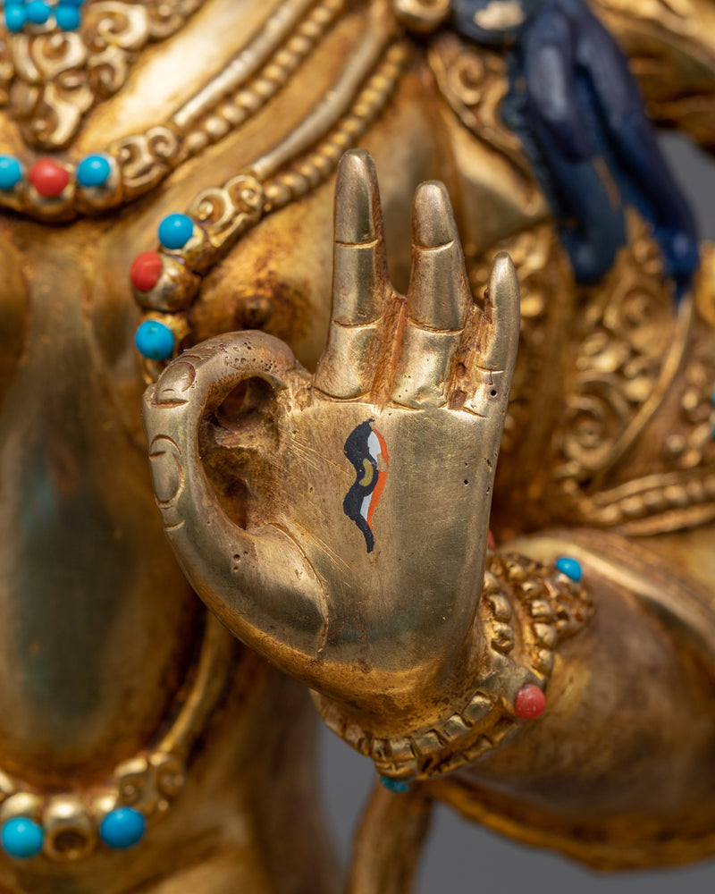 24k Gold Female Bodhisattva of Compassion,  White Tara Statue | Religious Statue for Meditation