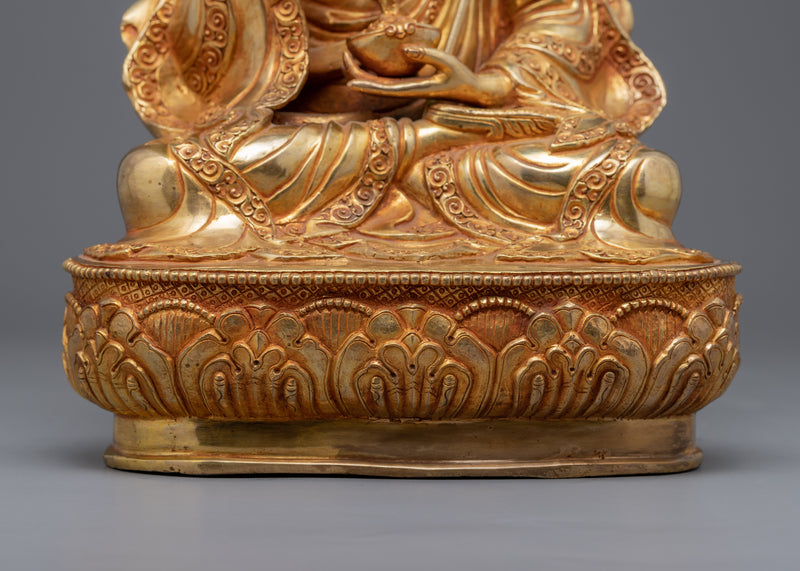 Gold-Gilded Guru Padmasambhava Mantra Statue | Lotus Born Guru Rinpoche Satue